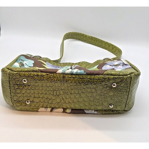Y2K Too Cute Totes Floral Shoulder Bag Vegan Croc Green Single Top Handle Purse - Picture 10 of 12